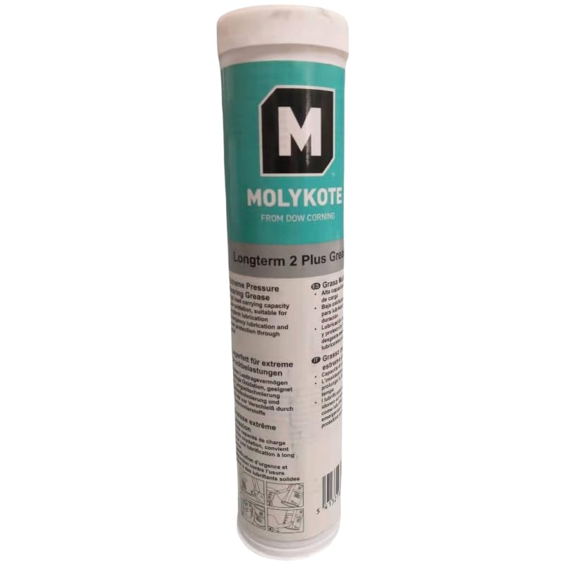MOLYKOTE Longterm 2 Plus Extreme‑Pressure Bearing Grease 400 g Cartridge Black, High‑Load Synthetic Lubricant
