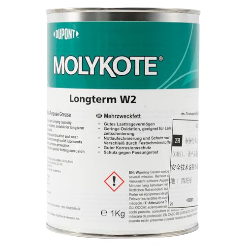 MOLYKOTE Longterm W2 Mineral Oil Grease 1 kg White High-Performance Lubricant for Metal Bearings & Guides