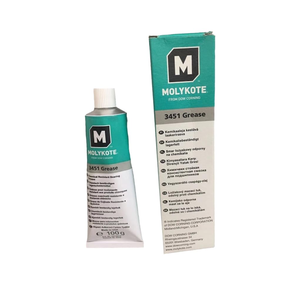 MOLYKOTE 3451 Chemical‑Resistant Bearing Grease 100 g / 1 kg Tube & Can Fluorosilicone High‑Temp Lubricant