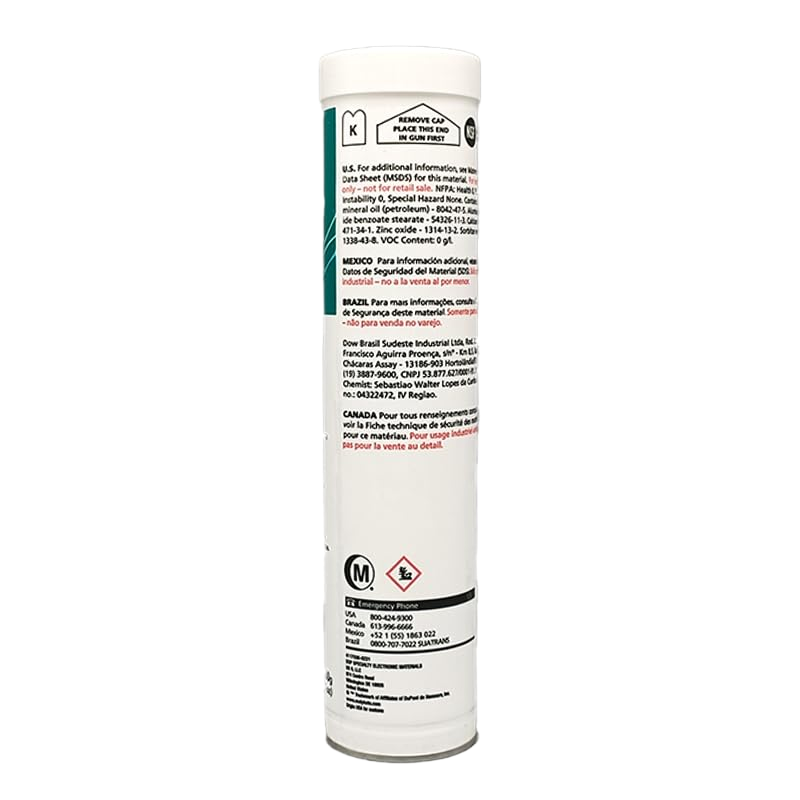 MOLYKOTE G‑0052 FM NSF H1 Food‑Grade White EP Bearing Grease 380 g Cartridge, –20 °C to +150 °C