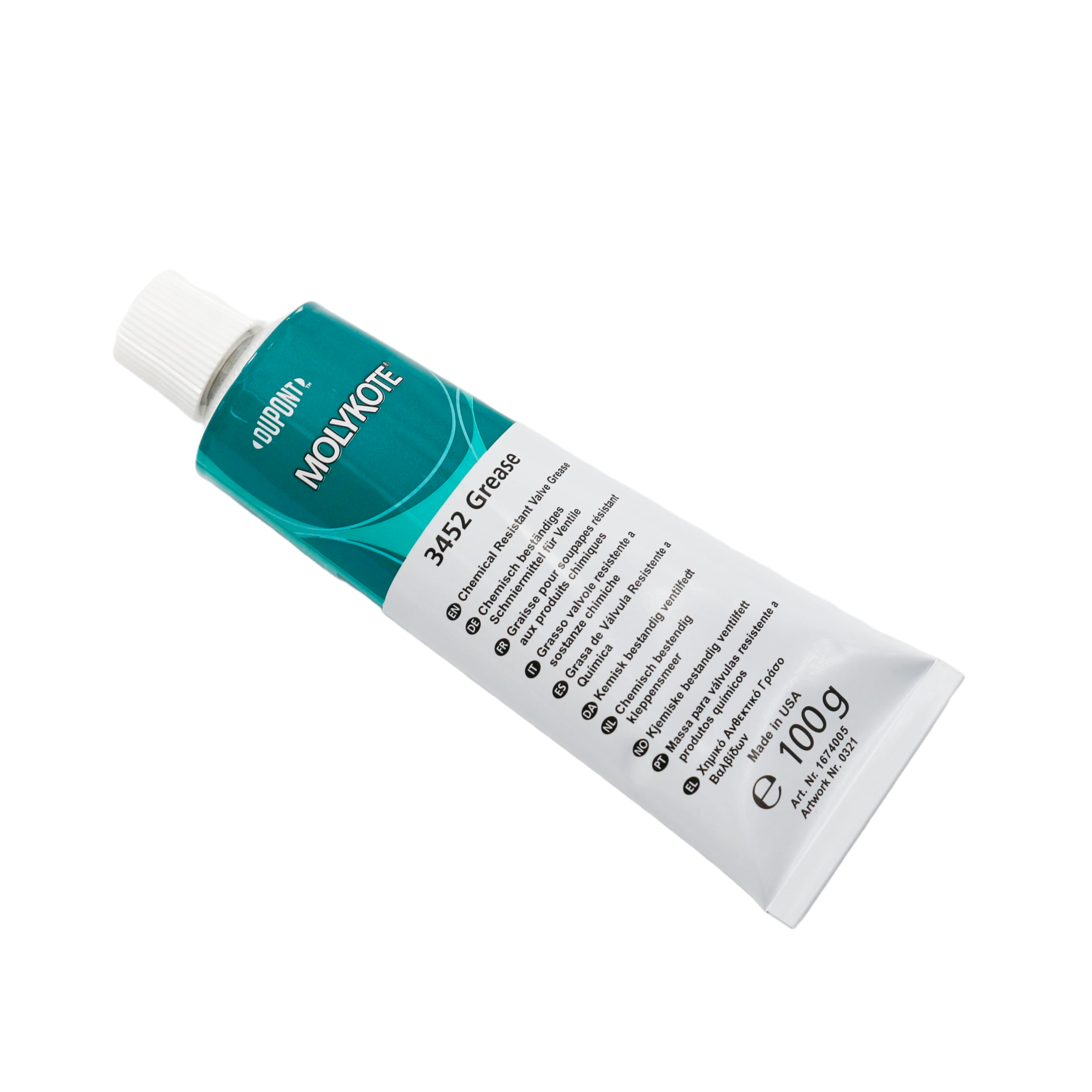 MOLYKOTE 3452 Chemical‑Resistant Valve Grease 1 kg Fluorosilicone PTFE Lubricant for Valves & Bearings