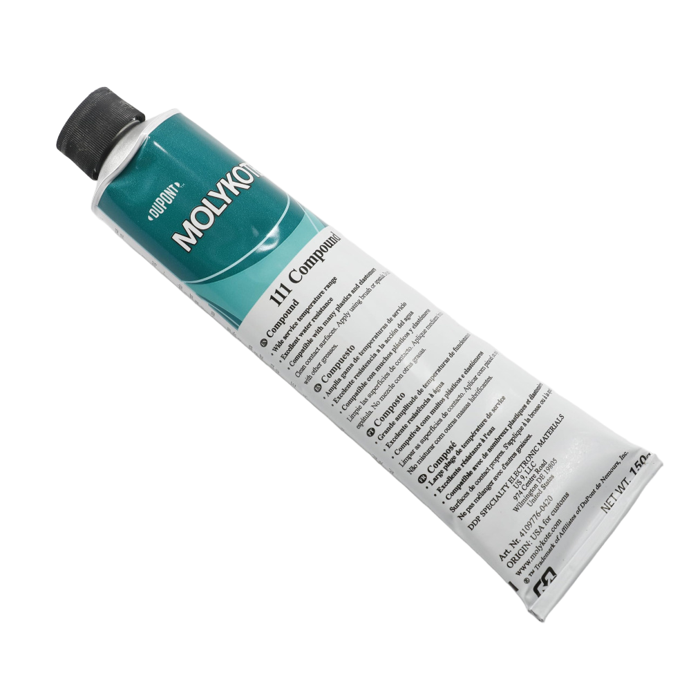 MOLYKOTE 111 Silicone Valve Grease 150 g Tube & 1 kg Can – Translucent White, Water‑Resistant, Mold & O‑Ring Lubricant