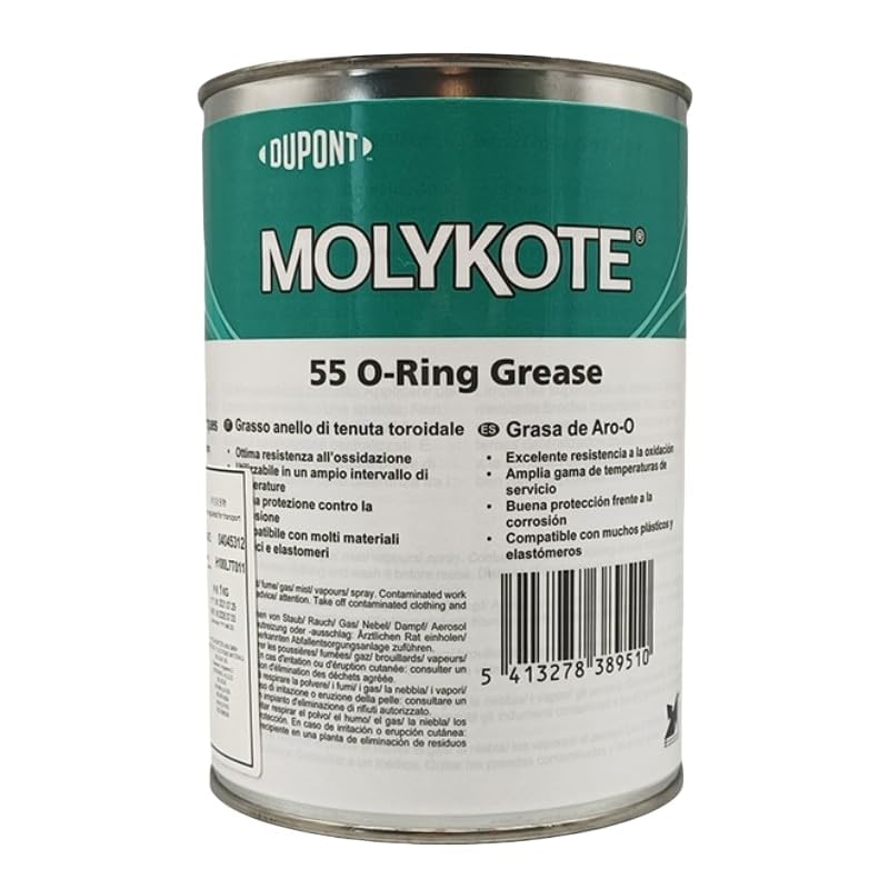 MOLYKOTE 55 O‑Ring Silicone Grease – 100 g Tube & 1 kg Can – Off‑White Rubber/Plastic Seal Lubricant, –65 °C to +175 °C
