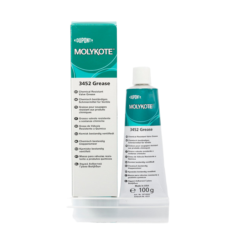 MOLYKOTE 3452 Chemical‑Resistant Valve Grease 1 kg Fluorosilicone PTFE Lubricant for Valves & Bearings