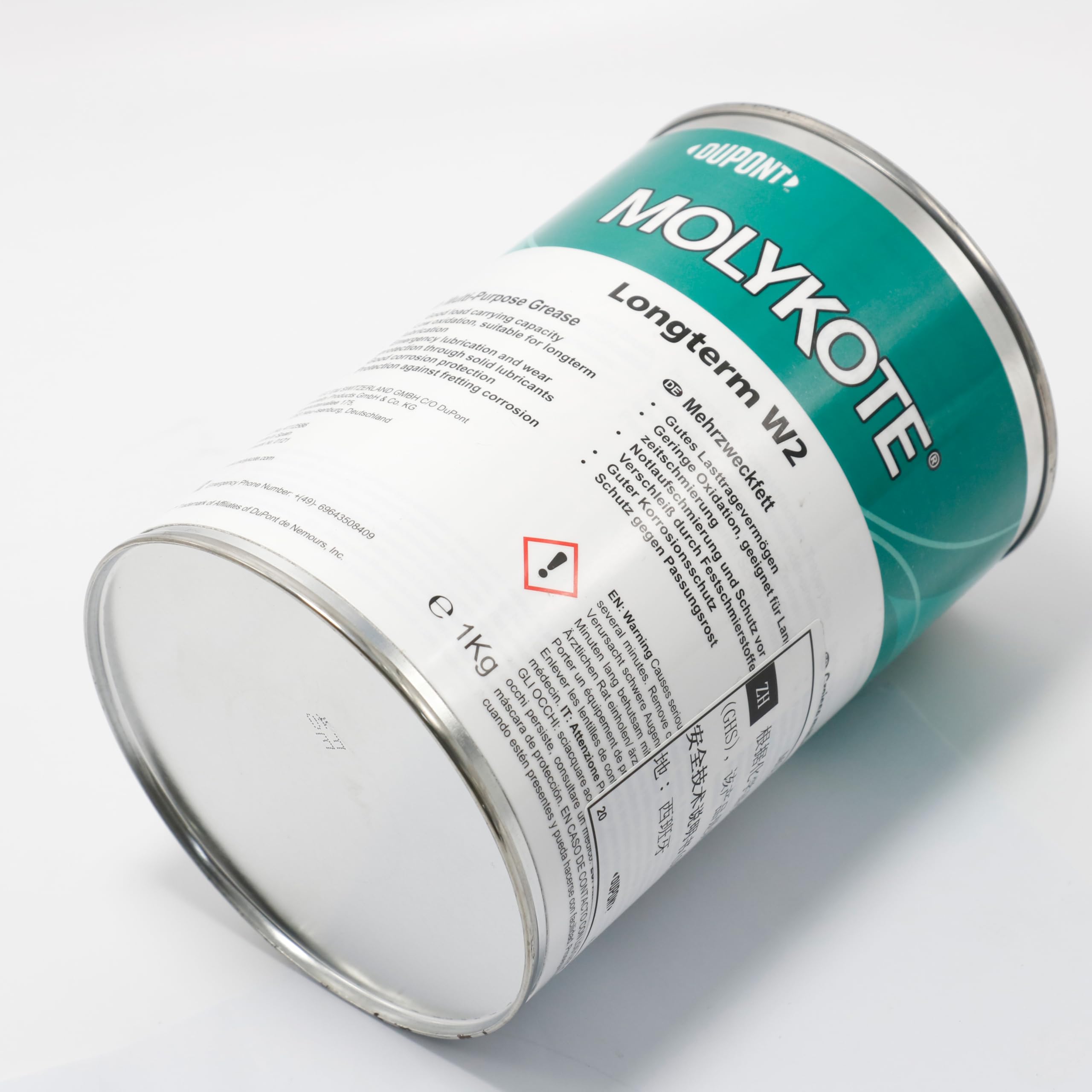 MOLYKOTE Longterm W2 Mineral Oil Grease 1 kg White High-Performance Lubricant for Metal Bearings & Guides