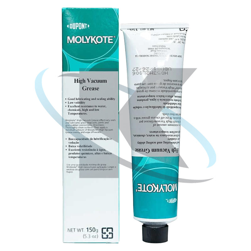 Molykote High Vacuum Grease 150g 5.3oz Silicone Lubricant Vacuum Pump Pressure Systems Sealing Water Chemical Resistance Rubber Gasket O-Ring Lubrication Seal Translucent White HVG Original Product